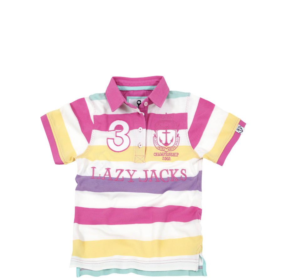 Lazy Jacks Childrens Polo Shirt - Multi Striped
