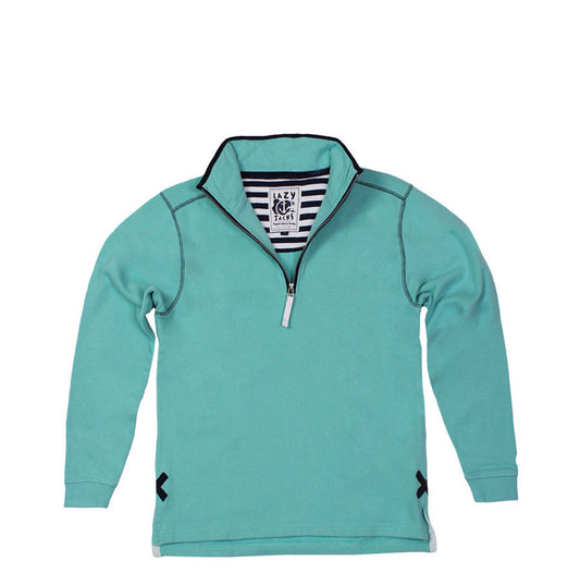 Lazy Jacks Ladies Quarter Zip Plain Sweatshirt - Sea Foam