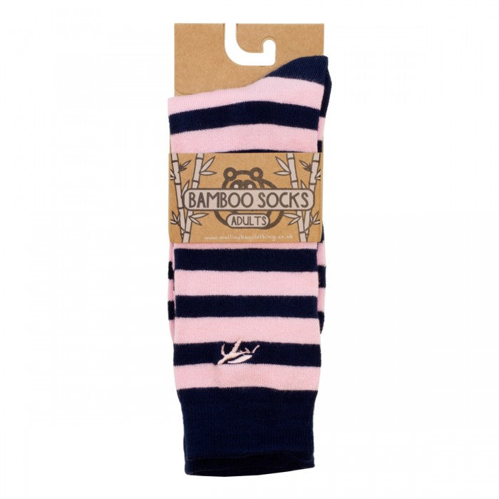 Mullins Bay Adults Bamboo Socks - Navy / Pink Stripe