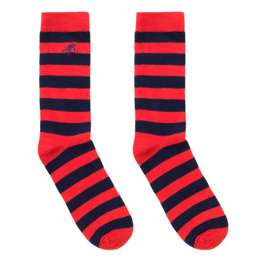 Mullins Bay Adults Bamboo Socks - Navy / Red Stripe