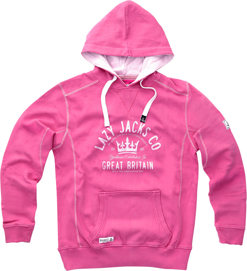 Lazy Jacks Ladies Hooded Printed Sweatshirt - Raspberry