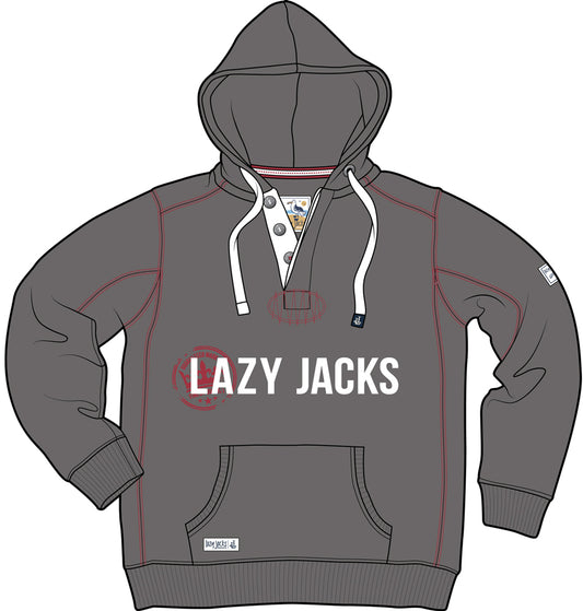 Lazy Jacks Unisex Hooded Button Neck Printed Sweatshirt - Slate