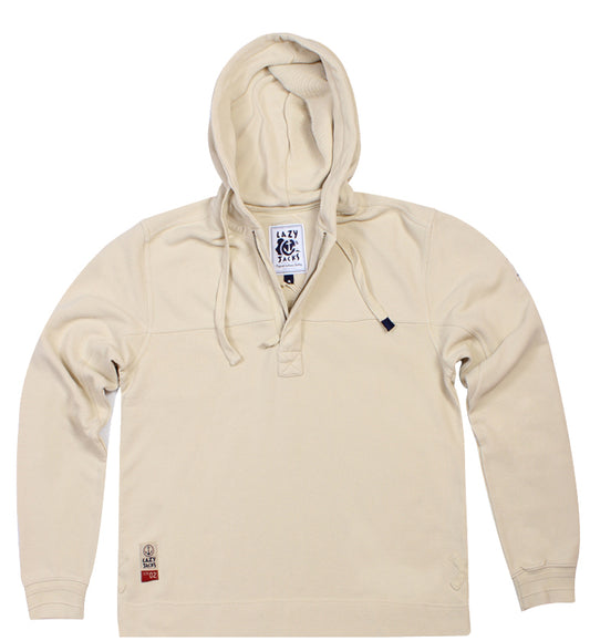 Lazy Jacks Mens Hooded Quarter Zip Pique Sweatshirt - Stone