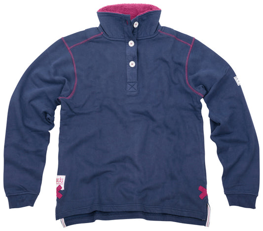 Lazy Jacks Ladies Plain Sweatshirt with Fleece Lined Collar - Twilight