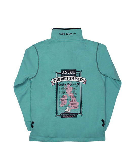 Lazy Jacks Ladies Quarter Zip Printed Sweatshirt - Sea Foam