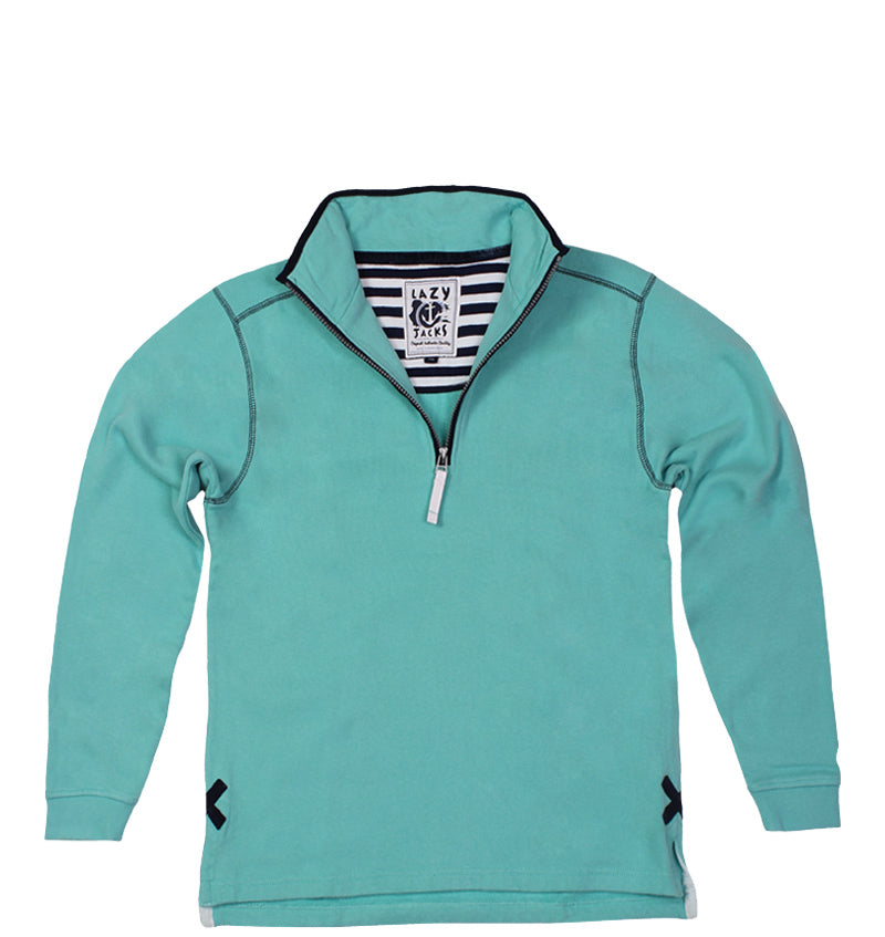 Lazy Jacks Ladies Quarter Zip Printed Sweatshirt - Sea Foam