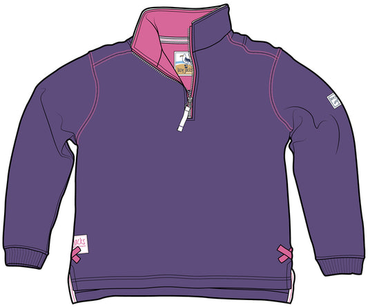 Lazy Jacks Ladies Quarter Zip Plain Sweatshirt - Purple
