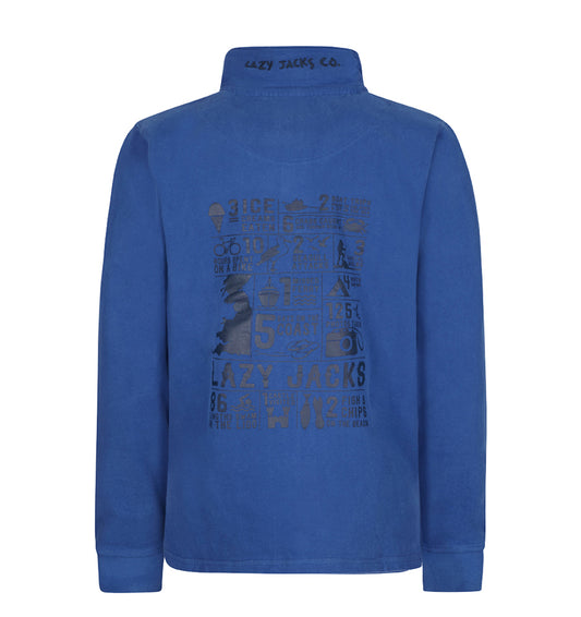 Lazy Jacks Unisex Quarter Zip Printed Sweatshirt - Royal