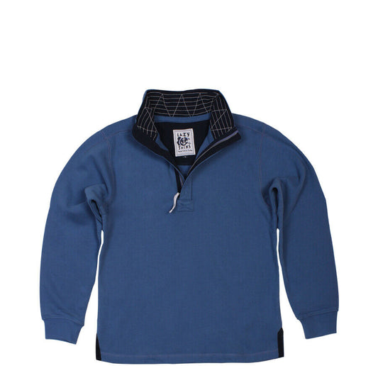 Lazy Jacks Mens Quarter Zip Plain Sweatshirt - Fjord/Lagoon