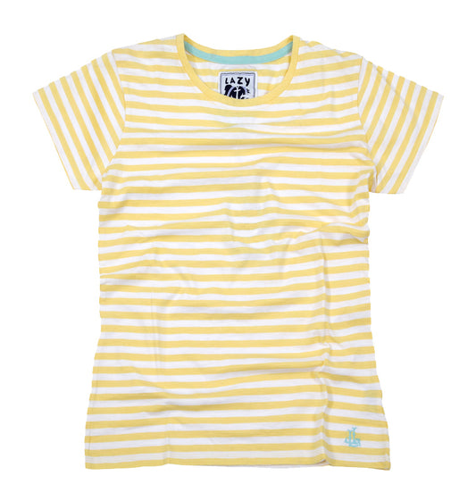 Lazy Jacks Ladies Stripe T-Shirt - Lemon