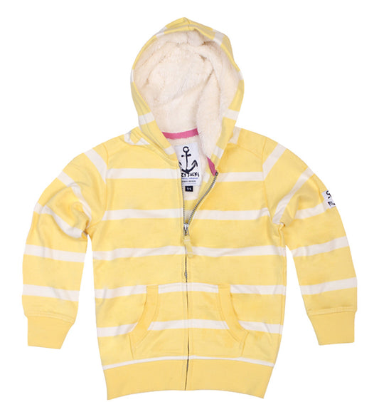 Lazy Jacks Childrens Hooded Full Zip Stripe Sweatshirt - Lemon
