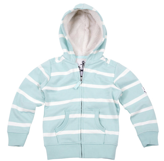 Lazy Jacks Childrens Hooded Full Zip Stripe Sweatshirt - Surf