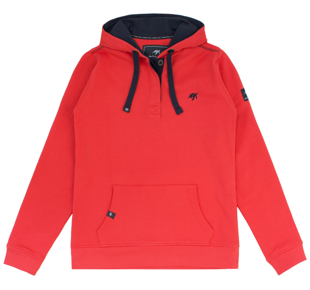 Ladies Boatyard Button Up Hoodie - Spicy Red